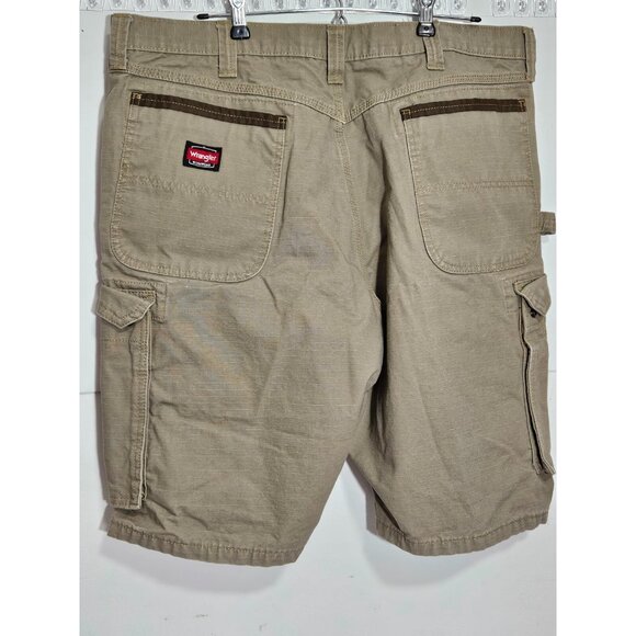 Wrangler mens' heave duty 8 pocket cargo workman khaki zip up shorts size 38 - Picture 5 of 9